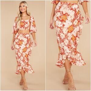 Minkpink Azar Ruched Floral Midi Skirt